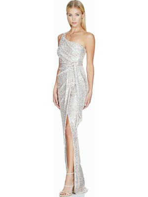 Hanife Glam Couture Hanife Glam Tek Omuz Zara Pupayet Işlemeli Abiye Elbise