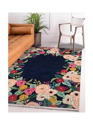 Vivense Markaev Kilim, Gül Desenli, Siyah, 80X150