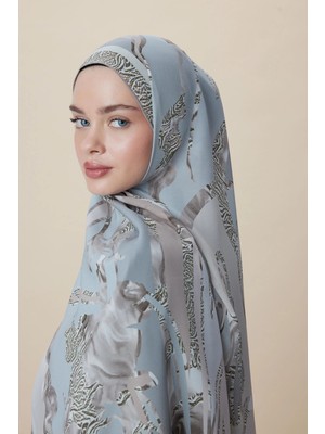 Maisa Ayçıl Krep Ipek Şal 70*190 cm - Buz Mavisi
