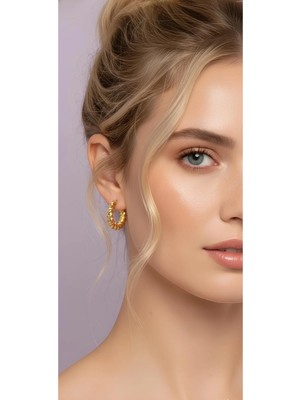 Bontexs Burgu Halka Küpe Altın Sarısı Kararma Paslanma Yapmaz En:1.5 cm