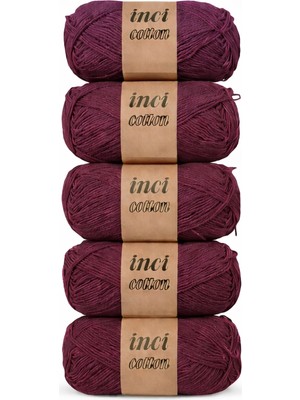 İnci Cotton Inci Cotton Mürdüm Rengi Koton 5'li Pamuk Örgü Ipi Ipliği 100G 250M