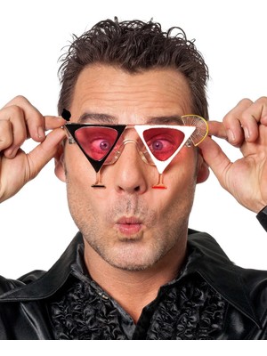 İlk El Grup Siyah Beyaz Renk Martini Parti Gözlüğü