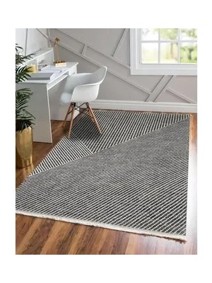 Vivense Markaev Modern Kilim, Çizgili, Siyah Beyaz, 80X150