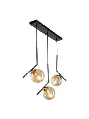 Vivense Camlı Bal Siyah Sıralı Üçlü Avize