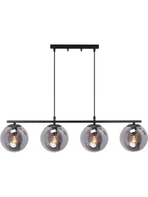 Vivense Sıralı Siyah Füme Cam Avize Dörtlü