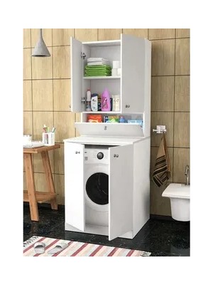 Vivense Derya Dekor Palmiro Çamaşır Makinası Dolabı, Beyaz