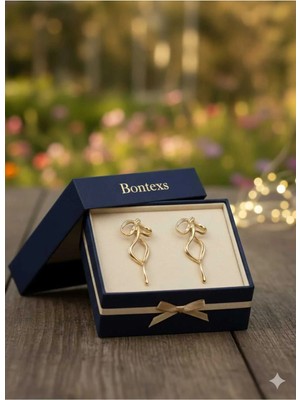 Bontexs Kadın Kurdele Küpe Küçük Boy Gold Renk
