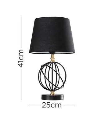 Vivense Zümrüt Sehpa Üzeri Abajur Siyah