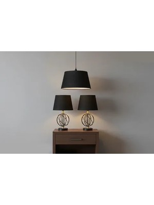 Vivense Zümrüt Yatak Odası Aydınlatma Abajur Seti Siyah