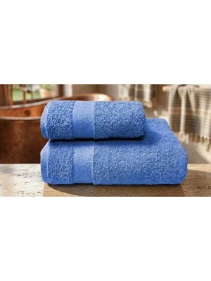 Biçomi Bicomi Ultra Emici & Hızlı Kuruyan (Quick-Dry) %100 Pamuklu 2’li Banyo Havlu Seti – Mavi