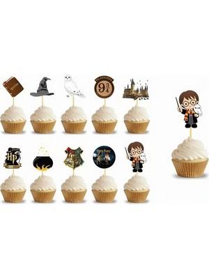 Deha Parti Harry Potter Temalı Konsept Kürdanlı Cupcake Süsü Doğum Günü Süsü 10 Adet