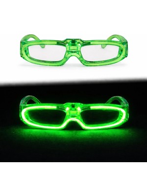 İlk El Grup Yeşil LED Işıklı Parti Gözlüğü 3 Modlu – Glow  Gece Eğlence Gözlüğü