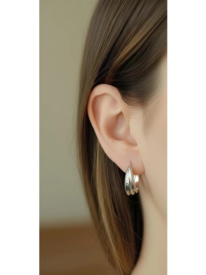 Bontexs Kadın Çelik Halka Gümüş Renk Küpe