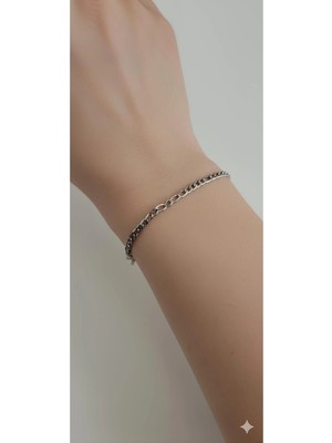 Bontexs Unisex Şık Parlak Paslanmaz Çelik Gümüş Bileklik