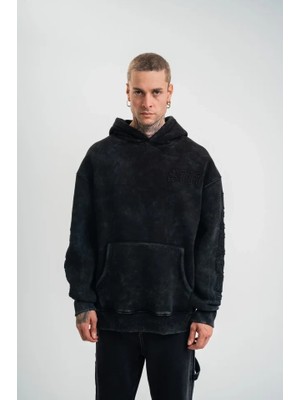 Secret Sita Unisex Uzun Kol Kapşonlu Yıkamalı Nakışlı Weathirt  Iyah