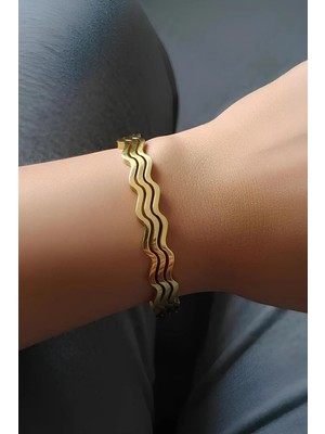 Bontexs Kelepçe Bileklik Şık  Zarif  Tasarım Kararmaz Paslanmaz Çelik