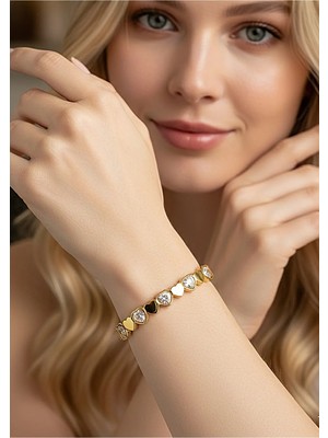 Bontexs Sevgililer Gününe Özel Kalpli Kelepçe 316L Paslanmaz Çelik