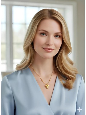 Bontexs Dorika Zincirli Kalpli Kolye Sevgiliye Özel Hediye