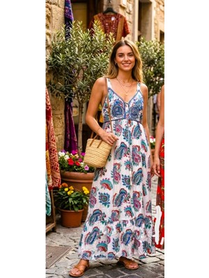 Fibula Otantik Standart Beden Atın Varaklı Pul Işlemeli %yüz Pamuk Astarlı Ithal Elbise 36-44 Bedenlere Uygun