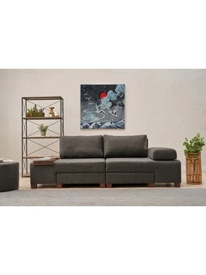 Vivense Perenna Yataklı Üçlü Koltuk, Keten, Antrasit