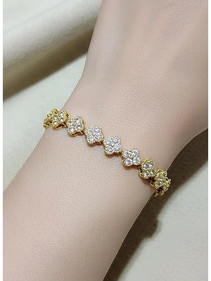 Bontexs Vip 14K Altın Kaplama Yonca Bileklik