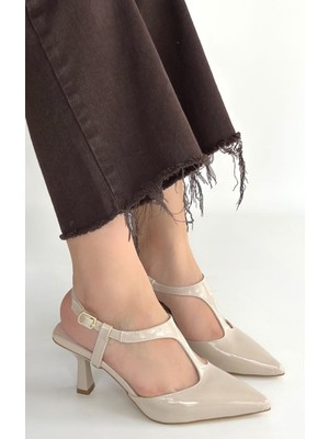 Erbilden Tula Bej Rugan Topuklu Ayakkabı 7.5 cm Topuk