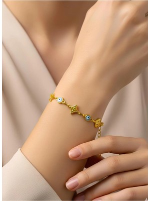 Bontexs Kadın Nazar Bocuk Detaylı Paslanmaz Çelik Bileklik