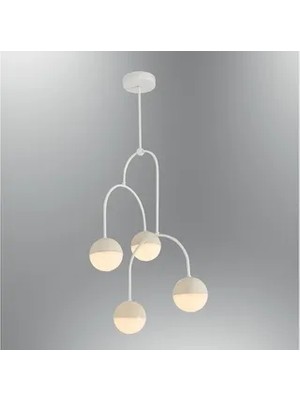 Vivense Özcan Aydınlatma 5676-4A Dörtlü Küpe Sarkıt, Beyaz