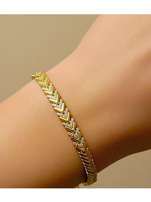 Bontexs 14K Altın Kaplama V Bileklik