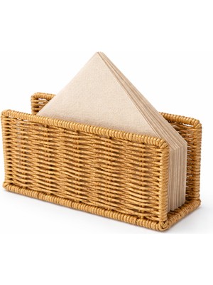 Tuppee Rattan Hasır Dikey Peçetelik 14X5.5X8.5 cm – Dekoratif Masa Üstü Peçete Standı