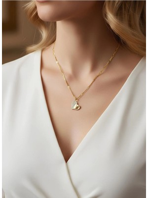 Bontexs Zirkon Taşlı Kalp Figürlü Zincir  Çelik Kolye