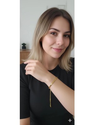 Bontexs Kadın Arpa Desenli Zincir Bileklik Paslanmaz Çelik