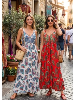 Fibula Otantik Standart Beden Atın Varaklı Pul Işlemeli %yüz Pamuk Astarlı Ithal Elbise 36-44 Bedenlere Uygun