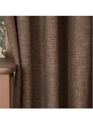 Vivense Massarelli Fon Perde Keten Açık Kahve Pilesiz 150X260