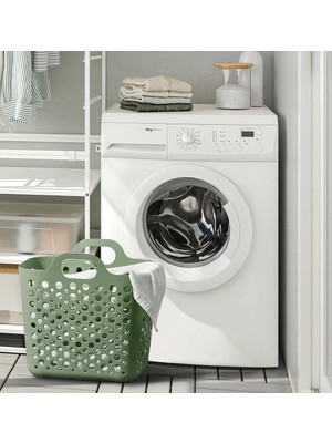 IKEA Kulplu Plastik Çamaşır Sepeti 38X29X36 cm Saplı Büyük Kirli Sepeti Çamaşırlık Sepet Hacim 24 Litre Yeşil Renk