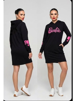Hard Money Yumuşak Pamuklu Barbie Baskılı Spor Tunik/Sweatshirt Kapüşonlu