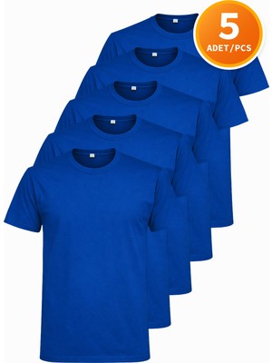 Hanclo Erkek Siyah Tişört 5’li Paket Basic Pamuk Bisiklet Yaka Kısa Kollu T-Shirt