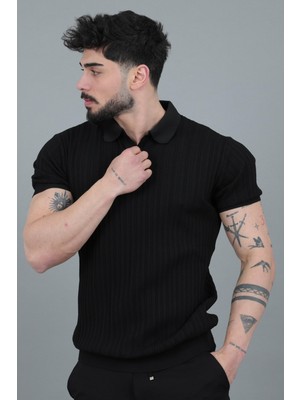 Stil Kombin Apaç Yaka Örgü Triko Tişört Jrx 5003_30495