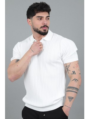 Stil Kombin Apaç Yaka Örgü Triko Tişört Jrx 5003_30495