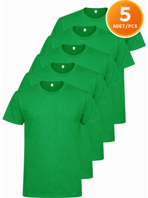 Hanclo Erkek Siyah Tişört 5’li Paket Basic Pamuk Bisiklet Yaka Kısa Kollu T-Shirt