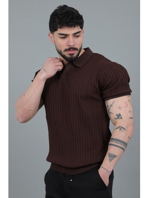 Stil Kombin Apaç Yaka Örgü Triko Tişört Jrx 5003_30495