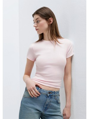 Mavi Pembe Basic Crop Tişört 1614180-89200