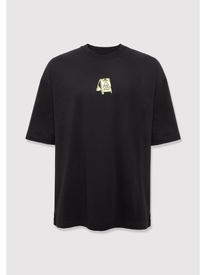 Mavi Baskılı Siyah Tişört 0613649-900