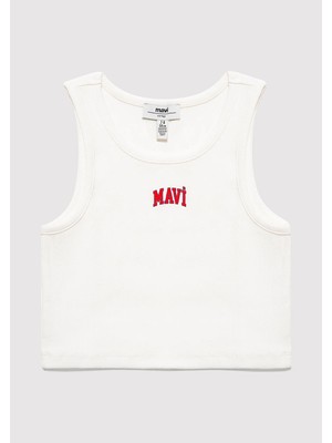 Mavi Mavi Logo Baskılı Ekru Atlet 7610336-20814