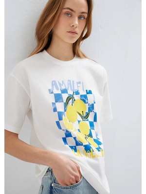 Mavi Amalfi Baskılı Ekru Tişört 1614003-70057