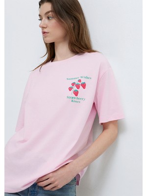 Mavi Sicilia Baskılı Pembe Tişört 1614007-86953