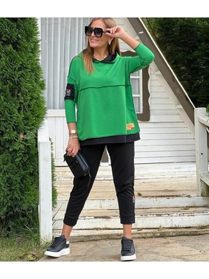 Secret Sita Kadın Yeşil Kapşonlu Etek Ucu Detay Arma Ters Dikiş Gorunumlu Ikili Takım