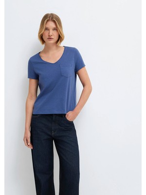 Mavi V Yaka Mavi Basic Tişört 1614178-70757
