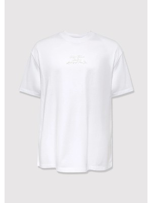 Mavi Baskılı Beyaz  Tişört 0613674-620