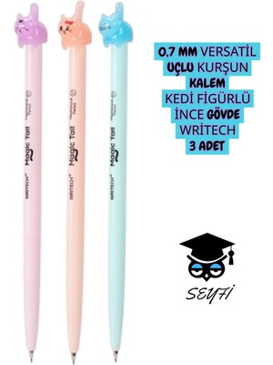 0,7 mm Versatil Uçlu Kurşun Kalem Hayvan Figürlü Ince Gövde Writech 3 Adet